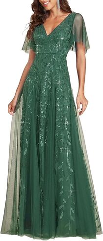 Ever-Pretty Women's Short Sleeve A-line Embroidery Elegant Sepcial Occasion Dress Black US12 in Saudi Arabia