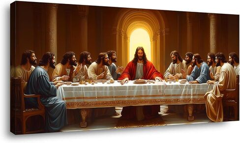 ZOMNAI The Last Supper Jesus Wall Art for Living Room Office Gold Canvas Painting Prints Classical Artwork Kitchen Bedroom Decor (20x40 Inches) in Saudi Arabia