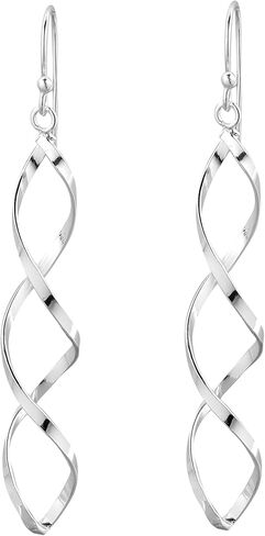 AeraVida Classy Twisting Infinity Marquise Loops .925 Sterling Silver Linear Drop Dangle Earrings in Saudi Arabia