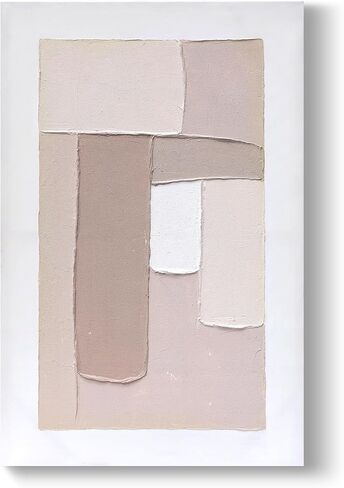 artaanchuil رسمت باليد أمواج الشاطئ محكم جدار الفن - الأبيض والبني النفط اللوحة 24x48 بوصة مستطيل كبير العمل الفني الحديث لغرفة المعيشة جدار أفقي ديكور in Saudi Arabia