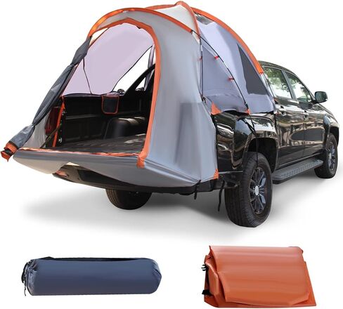Goplus Truck Bed Tent, Waterproof PU2000mm Pickup Truck Tent for 2 Person with Removable Rainfly, Carry Bag, Mesh Windows, 5’-5.2’ Portable Mid Size Short Bed Truck Tent for Camping, Traveling, Hiking in Saudi Arabia
