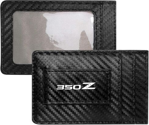 iPick Image Nissan 350Z Black Carbon Fiber Leather Wallet RFID Block Card Case Money Holder, 4-3/8" x 2-3/4" in Saudi Arabia