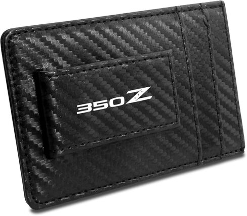 iPick Image Nissan 350Z Black Carbon Fiber Leather Wallet RFID Block Card Case Money Holder, 4-3/8" x 2-3/4" in Saudi Arabia