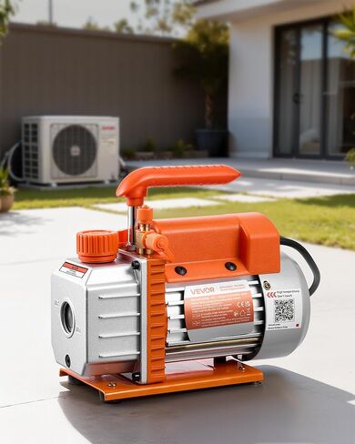 VEVOR Vacuum Pump, 3.5 CFM 1/4 HP, HVAC Single Stage Rotary Vane AC Vacuum Pump, for R134a R22 R410a Systems, 4 Pole Motor, for Automotive Air Conditioner Maintenance Resin Degassing, Oil Included in Saudi Arabia