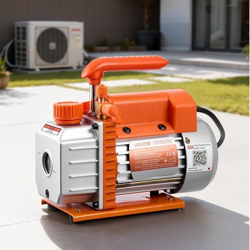 VEVOR Vacuum Pump, 3.5 CFM 1/4 HP, HVAC Single Stage Rotary Vane AC Vacuum Pump, for R134a R22 R410a Systems, 4 Pole Motor, for Automotive Air Conditioner Maintenance Resin Degassing, Oil Included in Saudi Arabia