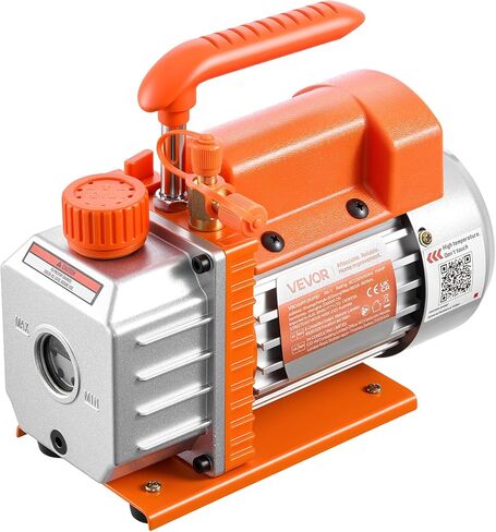 VEVOR Vacuum Pump, 3.5 CFM 1/4 HP, HVAC Single Stage Rotary Vane AC Vacuum Pump, for R134a R22 R410a Systems, 4 Pole Motor, for Automotive Air Conditioner Maintenance Resin Degassing, Oil Included in Saudi Arabia