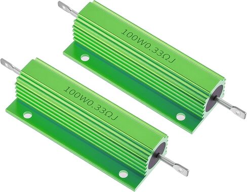 2 Pcs 100W 500 Ohm Aluminum Shell Resistor, Wirewound Resistors with Hole End Piece, Screw Tap Chassis Mounte Resistors for LED Lights, Power Supplies & Audio Equipment,Green in Saudi Arabia