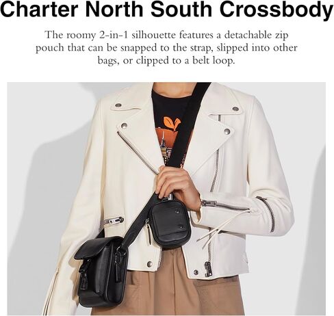 COACH Charter North/South Crossbody with Hybrid in Smooth Leather Black One Size in Saudi Arabia