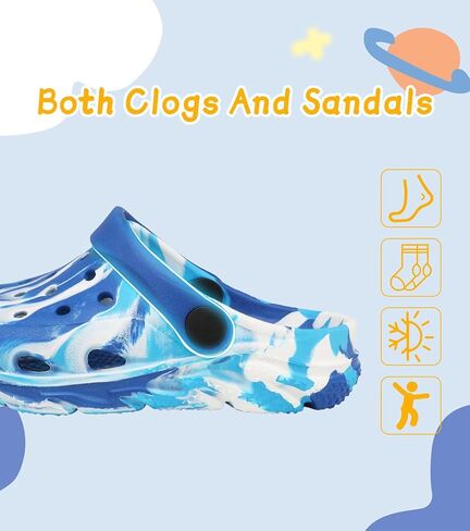 Toddler Kids Clogs Garden Shoes for Boys Girls Marbled Tie Dye Water Shoes Slip on Sandals in Saudi Arabia