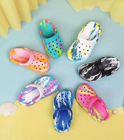 Toddler Kids Clogs Garden Shoes for Boys Girls Marbled Tie Dye Water Shoes Slip on Sandals in Saudi Arabia