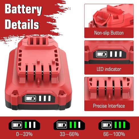 2 حزم 3.0Ah 20 فولت PCC682L بطارية بديلة متوافقة مع كابل بورتر 20 فولت بطارية ليثيوم PCC680L PCC681L PCC682L PCC685L PCC660B PCC790B أدوات كهربائية لاسلكية (2 حزمة بطارية ليثيوم 3.0 أمبير) in Kuwait