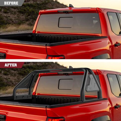 TAC T1 Roll Bar Sport Bar متوافق مع 2007-2018 سيلفرادو/سييرا 1500 | 2007-2019 سيلفرادو/سييرا 2500/3500 شاحنة كاملة الحجم | مع ضوء الفرامل| الكربون الصلب الأسود (تشمل لوحة جبل من ضوء LED) in Kuwait