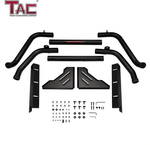 TAC T1 Roll Bar Sport Bar متوافق مع 2007-2018 سيلفرادو/سييرا 1500 | 2007-2019 سيلفرادو/سييرا 2500/3500 شاحنة كاملة الحجم | مع ضوء الفرامل| الكربون الصلب الأسود (تشمل لوحة جبل من ضوء LED) in Kuwait