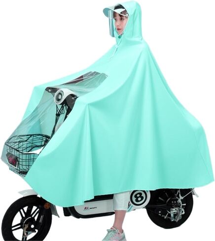 Rain Poncho，Rain Cape Adult Waterproof， Hooded Rain Poncho with Mirror Cover for Bike, E-Bike, Motorcycle, and Mobility Scooter(Green,4X-Large) in Saudi Arabia