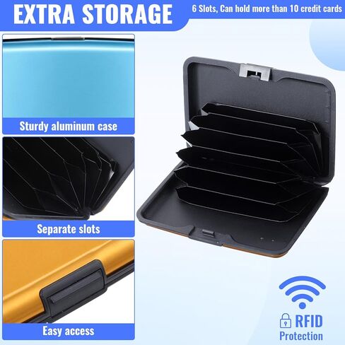 12 Pcs RFID Blocking Credit Cards Holder Mini Slim Aluminum Wallet Metal Business Card Case Credit Wallet Protector ID Hard Case for Women Men, Multicolor in Kuwait