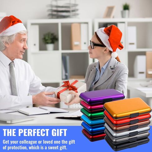 12 Pcs RFID Blocking Credit Cards Holder Mini Slim Aluminum Wallet Metal Business Card Case Credit Wallet Protector ID Hard Case for Women Men, Multicolor in Kuwait