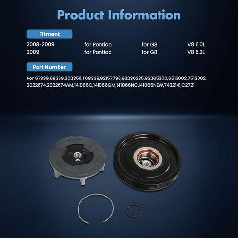 ECCPP A/C Compressor Clutch 2008-2009 Fit for Pontiac G8 6.0L 6.2L Fast Cooling AC Clutch in Kuwait