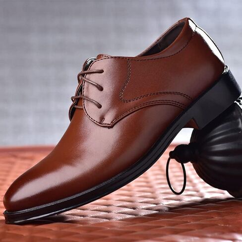 Men's Fashionable Business Shoes - Low Heel Round-Toe lace-up Casual Shoes - Suitable for Work, Parties and Weddings in Kuwait