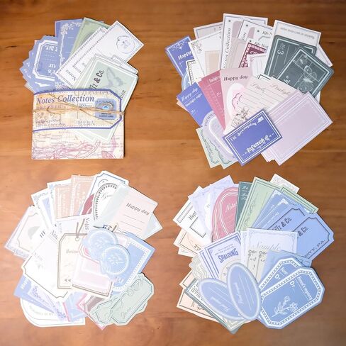 SIBLYMONA 200pcs Vintage Memo Pack - Vintage Scrapbook Supplies, Junk Journal Set with Vintage Labels & Sticky Notes, Ephemera for Junk Journals, Scrapbook Labels, Journal Supplies Set (Pink, 200PCS) in Kuwait