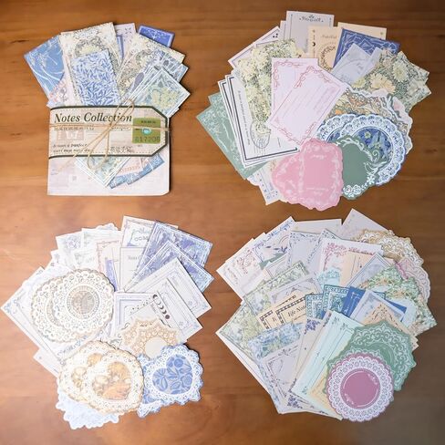 SIBLYMONA 200pcs Vintage Memo Pack - Vintage Scrapbook Supplies, Junk Journal Set with Vintage Labels & Sticky Notes, Ephemera for Junk Journals, Scrapbook Labels, Journal Supplies Set (Pink, 200PCS) in Saudi Arabia