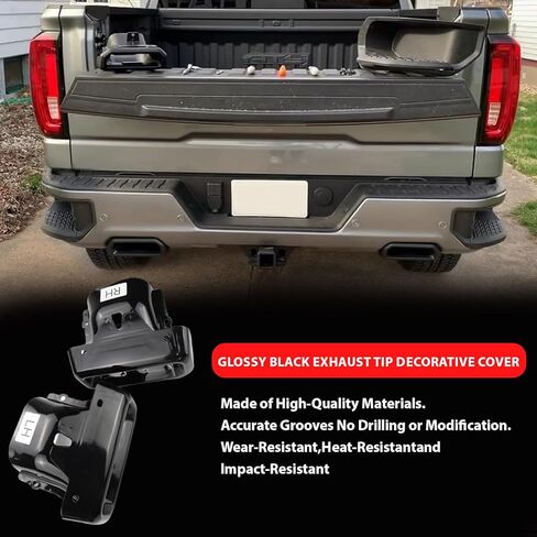 Pair Exhaust Tips Bezels Compatible with Chevrolet Chevy Silverado 1500 GMC Sierra 1500 2019 2020 2021 2022 2023 2024 84434641 84434642 2253506 in Saudi Arabia