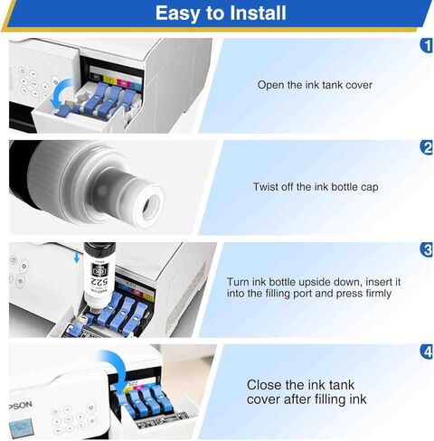 522 Ink Refill Bottles Replacement for Epson 522 Ink Refill Bottle Compatible with EcoTank ET-2800 ET-4800 ET-2400 ET-2803 ET-2720 ET-4700 ET-4810 Black Color 5 Pack（not Sublimation Ink in Saudi Arabia
