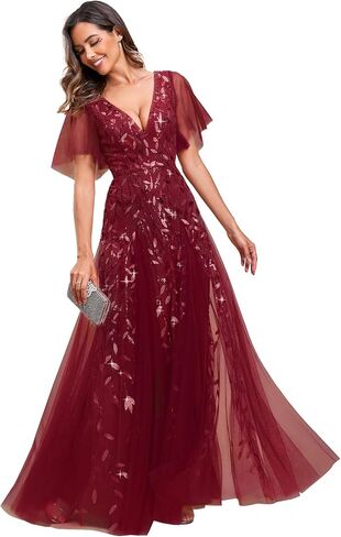 Ever-Pretty Women's Elegant Sequin Embroidery Maxi Bridesmaid Dress Orchid US22 in Saudi Arabia