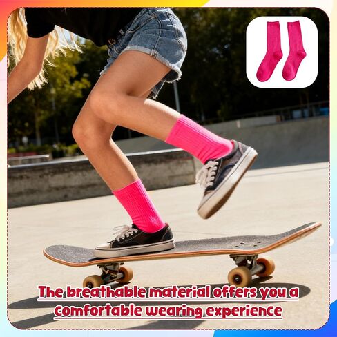 22Pairs Colorful Crew Socks Breathable Soft Candy Colored Socks Lightweight Tube Boys Dress Sock Casual Athletic Solid Color Socks for Women Boys Girls in Saudi Arabia