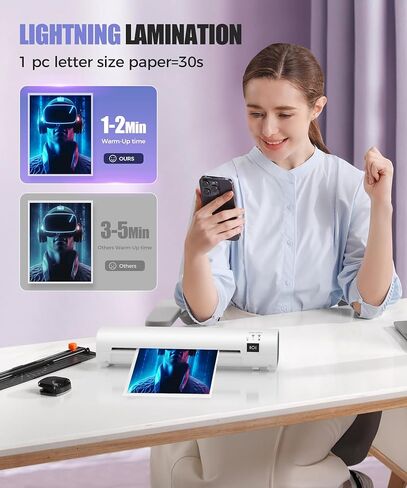 A4 Thermal Laminator with Trimmer & Corner Rounder, 9 Inch Portable Laminator Machine for Home, Office, School, Business, Anti-Jam Tech & 40 Sheets Included in Kuwait