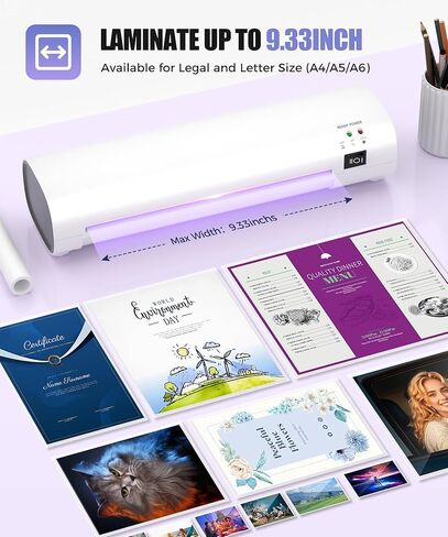 A4 Thermal Laminator with Trimmer & Corner Rounder, 9 Inch Portable Laminator Machine for Home, Office, School, Business, Anti-Jam Tech & 40 Sheets Included in Kuwait