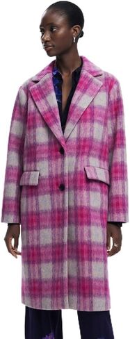Desigual Women's Coat_cuadro_Fucsia in Saudi Arabia