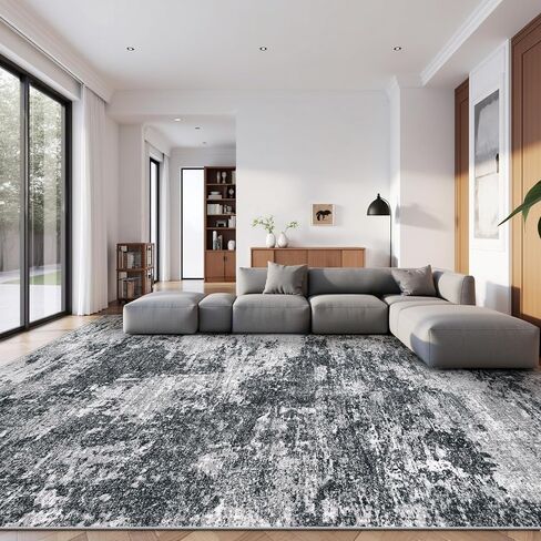 سجاد المنطقة 8 × 10 لغرفة المعيشة: سجادة قابلة للغسل حديثة مجردة محايدة ناعمة غير قابلة للانزلاق منخفضة الوبر سجادة كبيرة داخلية لغرفة النوم وغرفة الطعام وغرفة اللعب والمكتب المنزلي (أزرق رمادي بني، 8 × 10 بوصة) in Kuwait