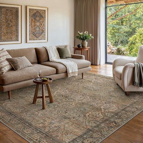 Bavni Kitchen Rug 2x5 Runner Rugs for Hallways Entryway, Washable Vintage Print Carpet, Ultra-Thin Chenille Low Pile Lightweight Rug with Non Slip Backing, Blue/Orange in Saudi Arabia