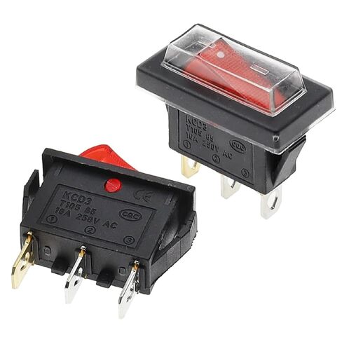 KCD3 مفتاح هزاز SPST ON/Off 2 موضع مع ضوء LED، 15A 220V 125VAC، نحاسي، أسود وأحمر in Kuwait