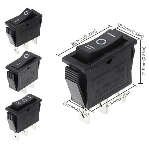 KCD3 مفتاح هزاز SPST ON/Off 2 موضع مع ضوء LED، 15A 220V 125VAC، نحاسي، أسود وأحمر in Kuwait