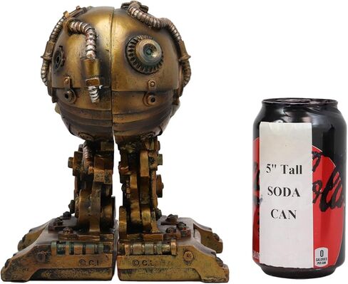 Ebros Gift Cyborg Robotic Gearwork Factory Steampunk Skull Cranium Head Bookends Set of 2 Figurine Collectible Statue Ossuary Halloween Macabre Skulls Accent Decor in Saudi Arabia