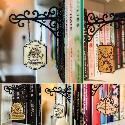 لافتات Book Nook Tavern - ملصقات أرفف النوع مع أقواس معلقة، وديكور زاوية الكتب على طراز الحانة، وعلامات نوع رف الكتب لفواصل كتب المكتبة المنزلية للأرفف، وفواصل كتب المكتبة المنزلية للأرفف (الكل) in Kuwait