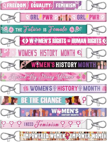 Henoyso 120 Pcs Women's History Month Lanyard Keychains Bulk Woman History Month Decoration Feminist Empowerment Key Rings International Women's Day Gifts Motivational Supplies Accessories in Saudi Arabia