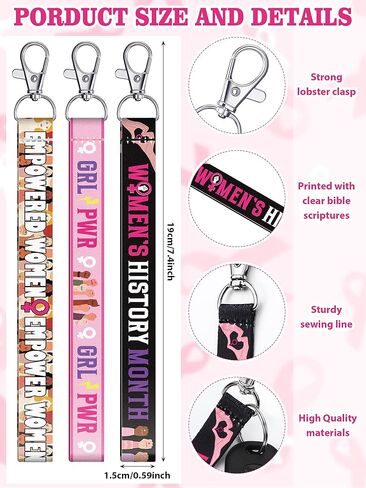 Henoyso 120 Pcs Women's History Month Lanyard Keychains Bulk Woman History Month Decoration Feminist Empowerment Key Rings International Women's Day Gifts Motivational Supplies Accessories in Saudi Arabia