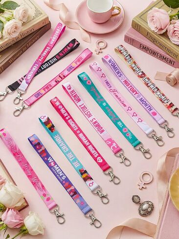 Henoyso 120 Pcs Women's History Month Lanyard Keychains Bulk Woman History Month Decoration Feminist Empowerment Key Rings International Women's Day Gifts Motivational Supplies Accessories in Saudi Arabia