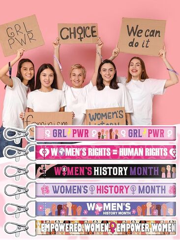 Henoyso 120 Pcs Women's History Month Lanyard Keychains Bulk Woman History Month Decoration Feminist Empowerment Key Rings International Women's Day Gifts Motivational Supplies Accessories in Saudi Arabia