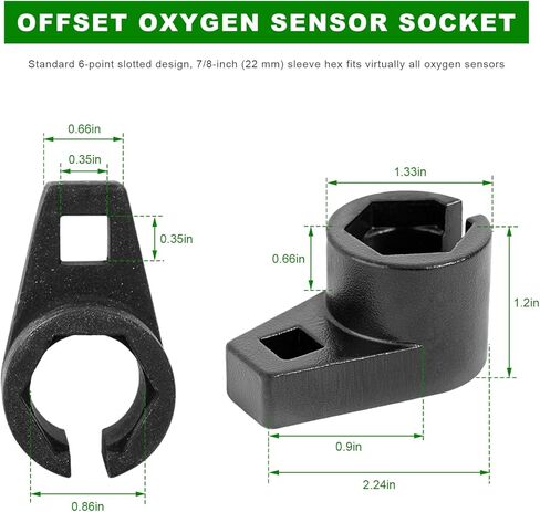 Offset Oxygen Sensor Socket, 3/8-Inch Drive by 7/8-Inch (22mm) Oxygen Sensor Wrench with Wire Gate, 6-Point Vehicle O2 Sensor Removal Tool Preventing Damage to Wires in Saudi Arabia