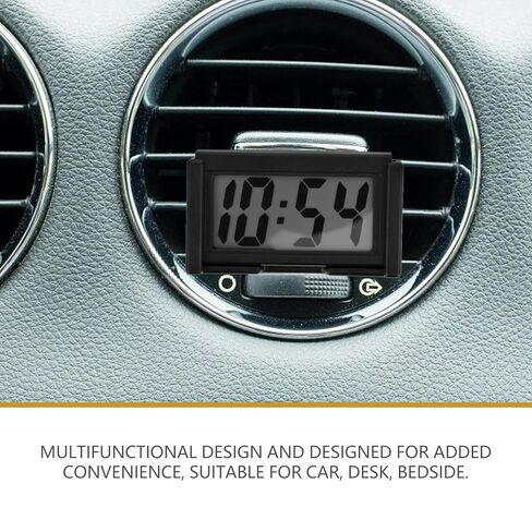 Veemoon Mini Car Dashboard Digital Clock Small Auto Stick-on LCD Clock للمركبة الداخلية شاحنة صغيرة مع شاشة إلكترونية دقيقة للسفر والاستخدام المكتبي in Kuwait