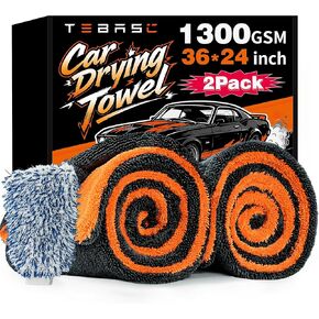 2-Pack Car Drying Towels 24x36 Inch 1300GSM, Twisted Loop Microfiber Cloth for Auto Detailing - Super Absorbent, Lint-Free & Streak-Free for SUV, Truck & Window (Gray-Green) in Saudi Arabia