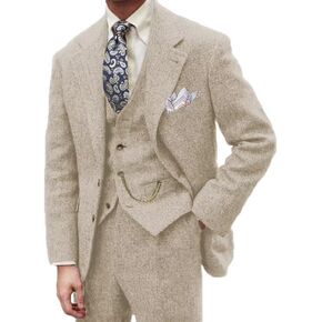 تويد بدلة رجالي سليم صالح 3 قطع متعرجة بدلة زفاف رجالي البدلات الرسمية حفلة موسيقية البدلة سترة سترة السراويل in Kuwait
