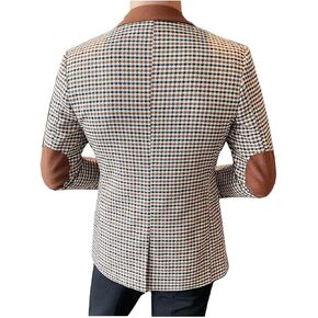 Mens Plaid Blazer Jacket with Elbow Patch Slim Fit Fashion Business Casual Sport Coat in Saudi Arabia