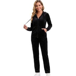 ZMC القطيفة رياضية المرأة الركض مجموعة كامل الرمز البريدي هوديي مستقيم الساق بانت لينة المخملية Sweatsuits للنساء بدلات رياضية مخملية مجموعة in Kuwait