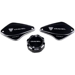 ل Ducati Diavel 2011-2019...2012 2013 2014 2015 2016 2017 2018 قابض فرامل أمامي للدراجة النارية ومكابح خلفية أسطوانة غطاء خزان سائل غطاء زيت (أسود) in Kuwait