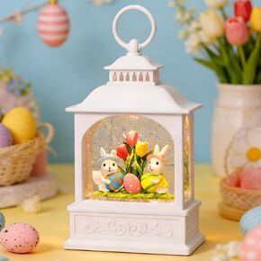 Easter Truck Snow Globe, 6H Timer Easter Snow Globe Glitter Bunny Spring Decor Easter Decorations (Bunny Truck) in Kuwait