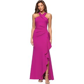 Xscape Womens Techno Scuba Halter Floor Length Dress (Petite) in Saudi Arabia